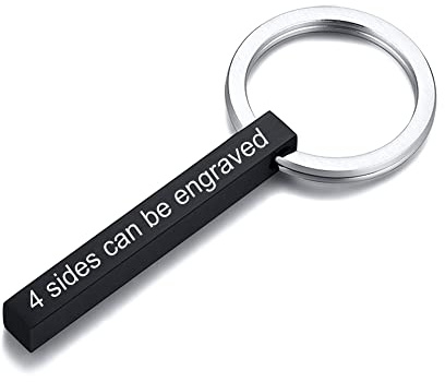VNOX Personalized Customized Couples BFF Brothers Sisters Family Partner Keychains 4 Sides Name 3D Vertical Cuboid Bar Key Chain Luggage/Bag Accessories,Free Engraving