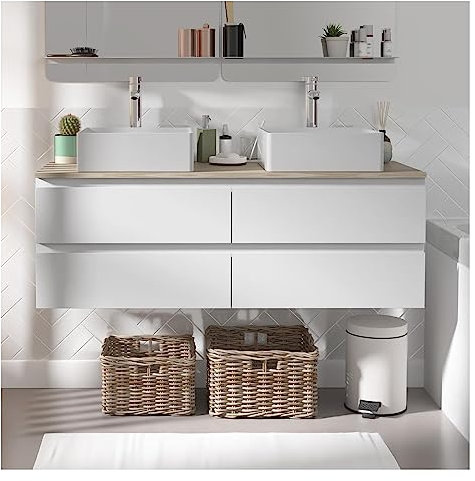 MOB-IN - Juego de mueble doble lavabo, 120 cm y 2 lavabos Sorrento