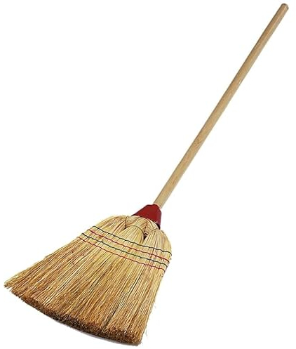 VIRSUS Scopa Saggina a 4 Fili 3623, Lunghezza 140 cm con Manico in Legno da 89 cm, 4 Cuciture, Resistente e Robusta, per la Pulizia degli Esterni, Giardino, Viale, Orto