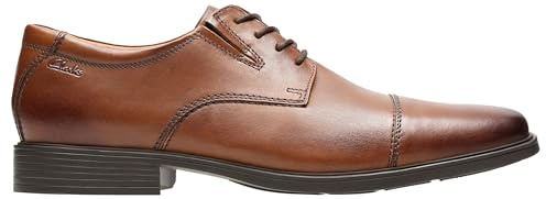 Clarks Unisex Tilden Cap Shoes, Dark Tan Lea, 44 EU