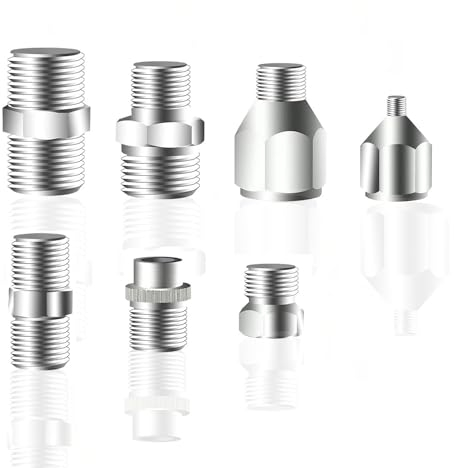 Professional 7pcs Airbrush Adapter Kit Air Brush Fitting Connector Set Badger Hose Adapter for Air Compressor & Airbrush Hose 1/4 to 1/8