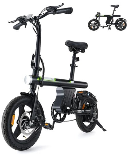 Finbike U1 Electric Bike for Adult/Teens,14 Folding Electric Bicycle with LCD Display,25KM/H & 45KM Range,4H Fast Charge,4 Riding Modes,Rear Shock Absorber,120KG Capacity,Compact Foldable Ebike