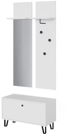 Vicco Garderobenset Siri, Flurgarderobe, Weiß, Set mit Wandgarderoben und Sitzbank