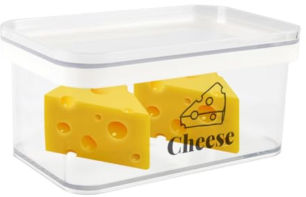 ZoeQide Quesera Nevera 16,5x10x8 cm, Caja Queso Transparente con Tapa Baja | Caja queso para lonchas, cuñas pequeñas o fiambre, formato visible para ordenar el frigorífico y localizar contenido diario