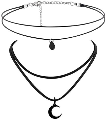 CHAOTEMAI svarta dubbla kedjor måne vattendroppar choker kedja damer