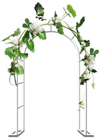 Arche de jardin en métal de 80 à 350 cm de large, pergola de mariage en plein air, treillage rond pour plantes grimpantes, tonnelle en acier durable, design élégant blanc (L 180 x l 40 x H 220 cm)