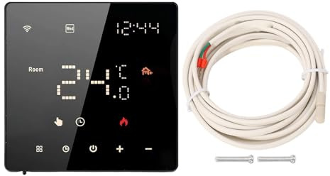 Hyuduo Smart Termostat, 7 Dagars Schema, Delad Kontroll, Bredkompatibel, Appkontroll, Tillämpligt Scenario, Svart (16A elektrisk golvvärme)