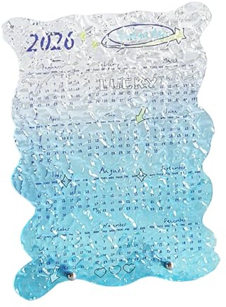 Kalender 2026 - Transparent akryl Konstorganisatör - 12 månader med månadskalender | För, sovsal, sovrum, studie, planering, planering, organisation,