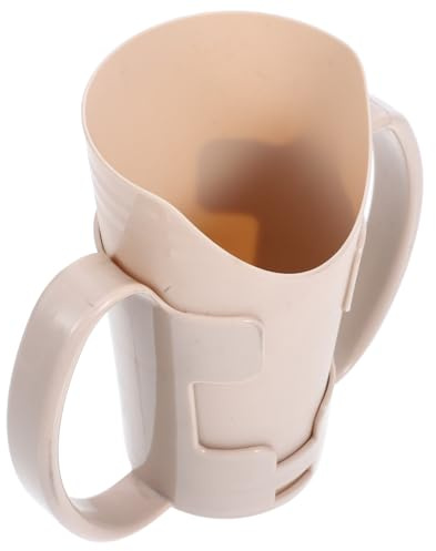 Outanaya Gobelet de Soins pour Personnes Âgées avec Double Anses, Bec Incliné, Tasse Réutilisable Couleur Chair, 1 Pièce, Adapté pour Patients Alités et Dysphagie, Tasse D’apprentissage