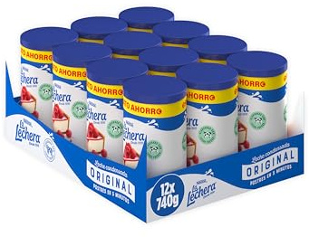 La Lechera Leche Condensada Entera pack 12x740g | Leche condensada entera en lata, ideal para postres, repostería y recetas dulces