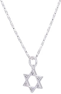 Collana in argento Sterling e zirconia cubica con stella di David, 40-80 cm e Argento, cod. AC-1015
