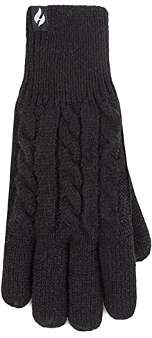 HEAT HOLDERS SOCKSHOP Damen Willow Kabel Handschuhe Packung 1 Schwarz S-M