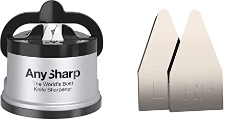 AnySharp Messerschaerfer mit Saugnapf, Silber & ASKSRT3 Suction Messerschärfer Ersatzwerkzeuge, Gebürstetes metall, einheitsgröße