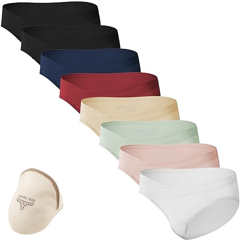 HBselect 8 Pack Womens Maternity Knickers Cotton Pregnancy Panties Under Bump Maternity Underwear