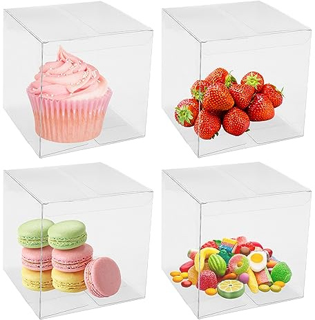 LWMLWM 10 STÜCKE 12x12x12 cm Klare Würfel Hochzeitsbevorzugungskästen Große PVC Transparente Würfel Geschenkboxen mit Schutzfilm für Süßigkeiten Schokolade Valentinstag