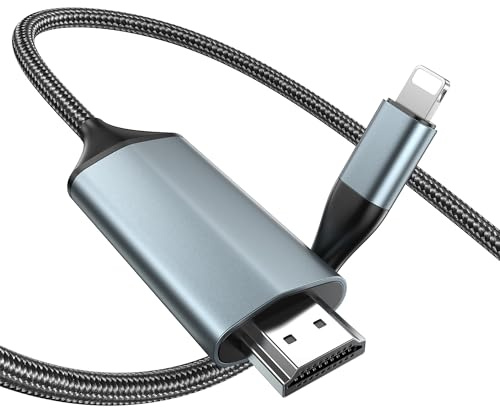 LAHLNX HDMI Konverter Kabel für iPhone 2.0m, iPhone/iPad zu TV, iPhone zu hdmi Stecker Kabel, iOS 17,16,15, YouTube zu TV Ausgang, High Definition HD1080P