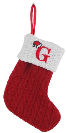 Hixingo Weihnachtsstrumpf Personalisiert, Klassische Gestrickt Rote Englische Buchstaben Nikolausstrumpf, Weihnachtssocken zum Aufhängen und Befüllen Kamin Weihnachtsbaum Deko (G)