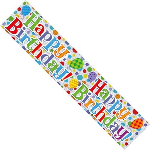 Happy Birthday Banner – Extra Wide Party Decoration with Colourful Balloon Design, Large Reusable Birthday Sign for Kids, Adults, Boys & Girls – Perfect Party Decoration for Celebrations