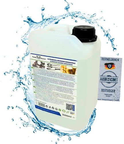 PandaCleaner Cleaning Fluid for Ultrasonic Cleaner - 3L Ultrasonic Cleaner Liquid for Glasses, Carburettors, Silver, Coins, Gold etc. (3L Canister)