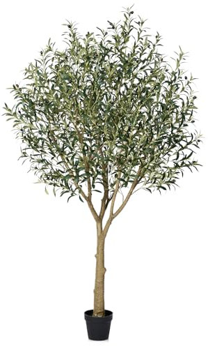 VeriNatural Artificial Olive Tree 210cm Large Tall Fake Plant - Faux Tree with 137 Fruits & 3066 Leaves for Home Office Indoor Outdoor Decor - Decorative Plastic Plants for Living Room Bedroom, VN157
