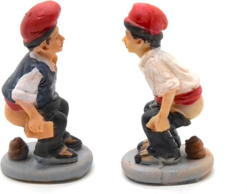 Z1 mk2 x statuette di presepe catalane, 6,5 cm, set di 2 pastori tradizionali, statuette decorative. l'uomo che fa la cacca. figurina cagando. Scena di Natività. Trova la figura natalizia.
