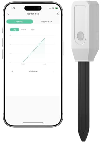 Acmerota Misuratore di umidità del suolo Sensore di umidità del suolo Smart Wifi Monitor dell'acqua delle piante, sensore igrometro del suolo, compatibile con l'app Smart Life, Alexa…