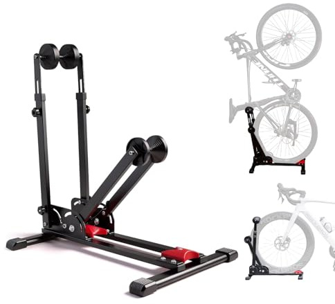 Professional Bike Stand Floor, Bike Stand for Maintenance, Storage and Garage, Foldable Bicycle Stand Fit for Wheels Sizes 24-29 inch Mtb Dirt Mountain Road Bikes, Adjustable Height
