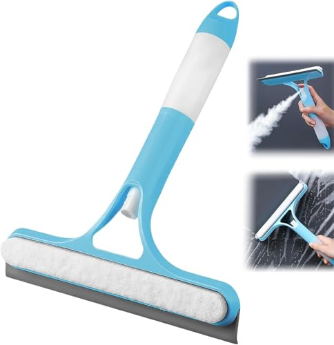 GWAWG 3 in 1 Window Cleaning Scraper, Window Cleaner Tool with Spray Bottle, Squeegee for Shower Glass, Mirrors, Car and Home