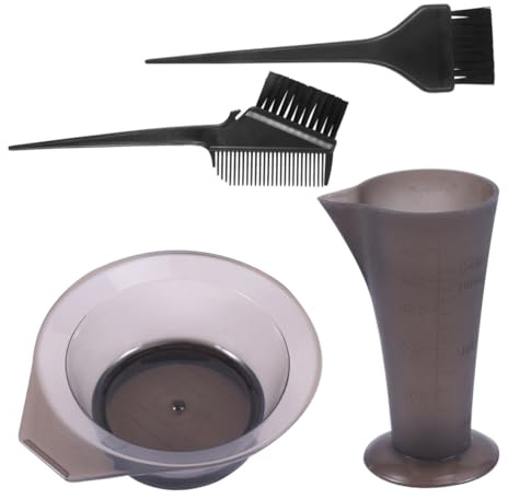 MAGICLULU Kit de Tinte Cabello 4 Piezas, Cuenco y Pincel para Teñir, Taza Medidora de Plástico Duradero, Accesorios para Coloración Capilar en Colores Surtidos, Uso Profesional y Doméstico