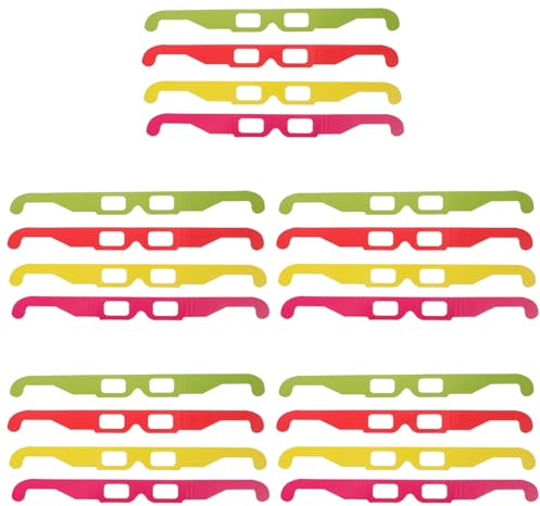 COHEALI Lot de 20 Lunettes en Carton 3D Légères pour Films 3D à Domicile Verres Colorés Multicolores pour Vision Immersive et Fête Entre Amis