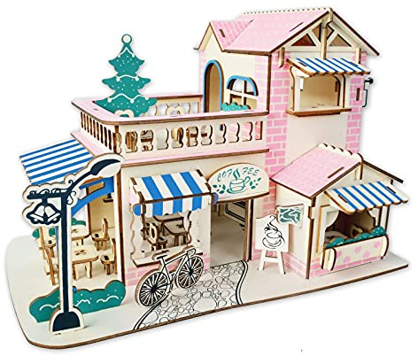 3D Puzzle für Kinder, Puzzle für Erwachsene, Café Modell Kinder Puzzles Spielzeug DIY Kunsthandwerk für Jungen und Mädchen (8+ Jahre alt) 161Stk