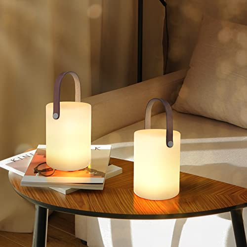 MALUX Lampara de Mesa para Exterior Interior Control Remoto luz Blanca Cálida 100lm RGB 8 Colores a Prueba de agua IP44 Lampara noche Lampara Portatil para Jardín Mesa Hotel Decoración de Pascua