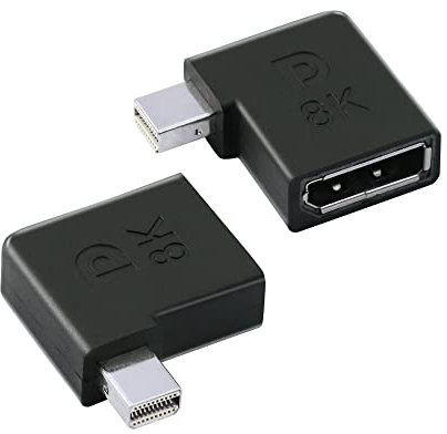 GINTOOYUN Displayport - Adattatore da femmina a mini Displayport maschio ad angolo retto da 8 K a 90 gradi DP femmina a mini DP maschio adattatore audio e video per host desktop,monitor,ecc.(stile 3)