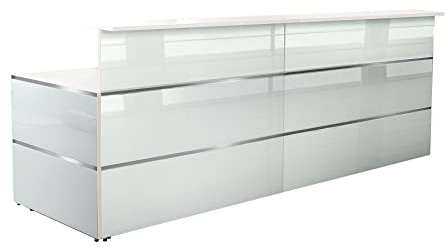 Schrank & Stuhl Empfangstresen | Empfangstheke Satinglas 8 - Beratungstheke für den Empfangsbereich | 108 x 275 x 92 cm (HxBxT)