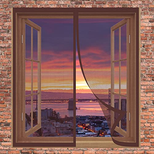 Moskitonetze Für Fenster 140 x 50 cm Fliegengitter Balkontür In Verschiedenen Größen Auswählbar Magnetvorhang Für Balkontür Terrassentür, Braun