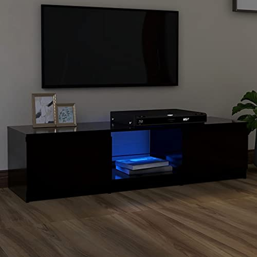 Mobiletto TV Multifunzione mobile per tv soggiorno Mobile Porta TV con Luci LED Nero 140x40x35,5 cm Adatto per il soggiorno, la camera da letto