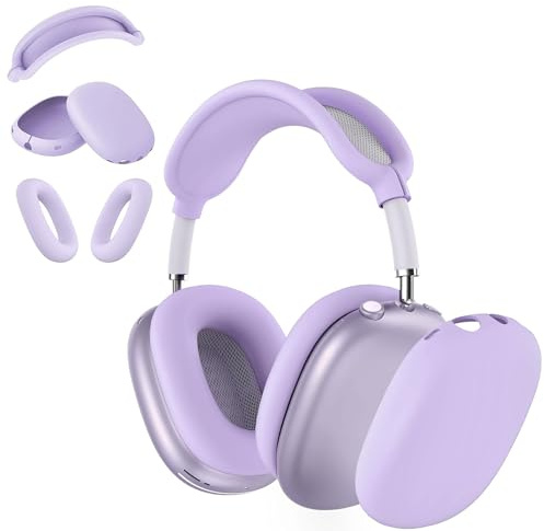 3 in 1 Silicone Case for AirPods Max 2/ Airpods Max Headphones, Anti-Scratch Ear Pad Cover/Ear Cups/Headband Cases for AirPods Max (Purple)