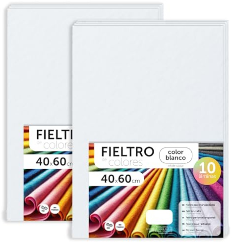 m-office Hantverksfilt, färgfilt, mjukt och flexibelt, material för sömnad, lappverkstyger, perfekt för gör-det-själv-projekt, hantverk eller dekoration, 40 x 60 cm (vit, 20 st)