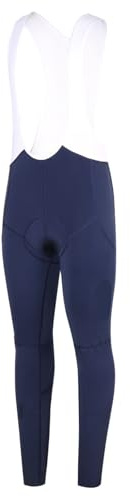 WUYXTO Salopette Ciclismo Pantaloni con Bretelle da Ciclismo da Allenamento Classici in Pile Termico Invernale con Chiusura Piatta con Imbottitura ad Alta densità da Ciclismo a Tenuta Lunga(Blue,L)