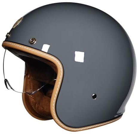 Casque Moto 3/4 Vintage Homologué DOTECE Casque Moto Ouvert Casque Bols Rétro Casque Scooter Jet Homme Femme Demi Casque Coupe-Vent Casque pour Moto Vélo Scooter 7,XL=61~62CM