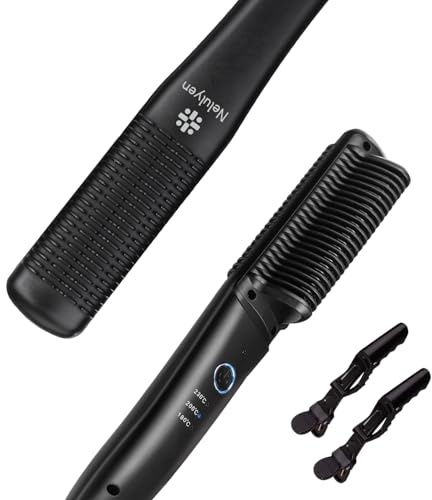 Brosse lissante, peigne lissant anti-arrachage, chauffage en céramique rapide en 30s, lisseur professionnel pour cheveux,Anti-BrûLure, Brosse Chauffante Noir