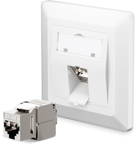 LEENUE 1 x 1-Port CAT 7 Netzwerkdose Unterputz + 1 x CAT 7 Keystone RJ45 | Lan Ethernet Dose Buchse Einbaubuchse, 10 Gbit/s, Weiß