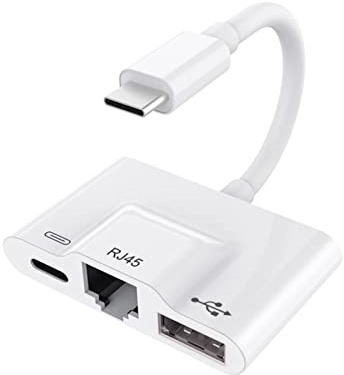 Fyearfly Adaptador USB a Ethernet, convertidor de tarjeta de red tipo C 3 en 1, resuelve problemas de conectividad del teléfono móvil, convertidor de cable de red Ethernet asequible