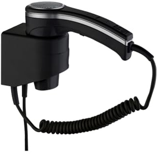 Secador de pelo montado en la pared, secador de pelo de baño de 1200 W, 2 velocidades, protección de sobrecalentamiento, ideal para hoteles, resorts, diseño profesional negro mate elegante, resistente