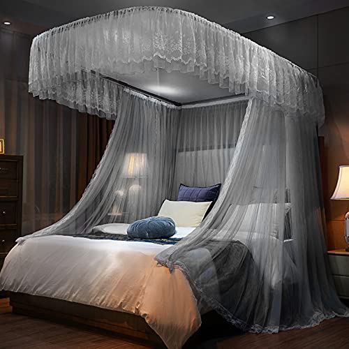 QDTD Yaolin Grau Moskitonetz Für Bett Baldachin Mückennetz Betthimmel Insektenschutz Netz Für Doppelbetten Baby Kid Kinder Daheim Oder Für Die Reise(Size:1.8 * 2m(6 * 6.6ft))