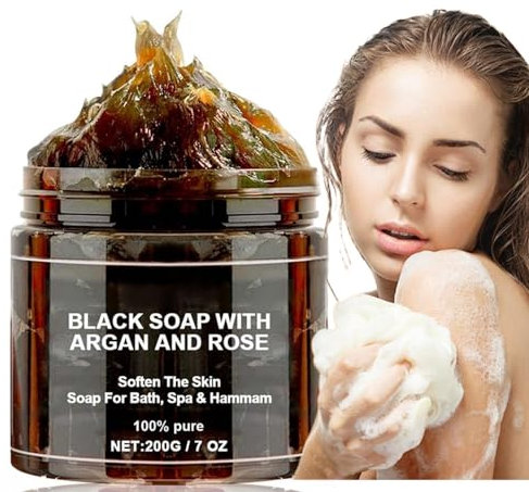 Zawina Maroc Black Beldi Savon, Hammam Distributeur de savon noir marocain, distributeur de savon noir africain, savon exfoliant Beldi noir, savon noir nettoyant en profondeur pour tout le corps,