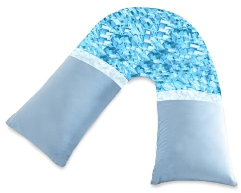 AS AWESLING Shredded Memory Foam V Pillow, V Pillow for Neck and Shoulder Pain (BLUE)