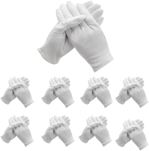 48 weiße Baumwollhandschuhe für trockene Hände, feuchtigkeitsspendend, kosmetische Ekzeme, Handspa und Schmuckinspektion, weicher Stoff, atmungsaktiv, waschbar und dehnbar, vielseitig verwendbar