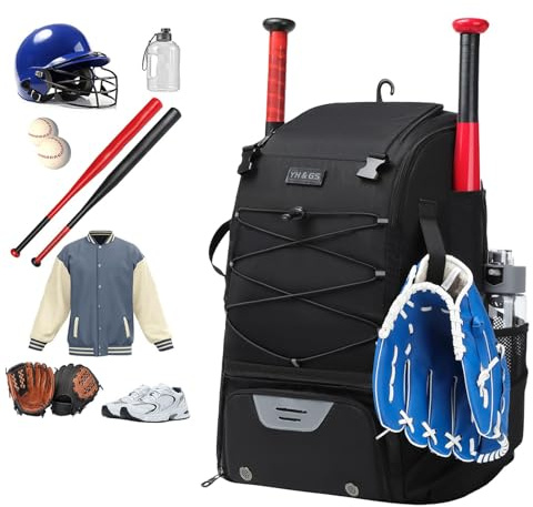 Sacs polyvalents d'équipement de baseball - Sac léger pour casque de softball | Sac de transport pour équipement de baseball avec crochet de clôture pour batte de tball, sac de