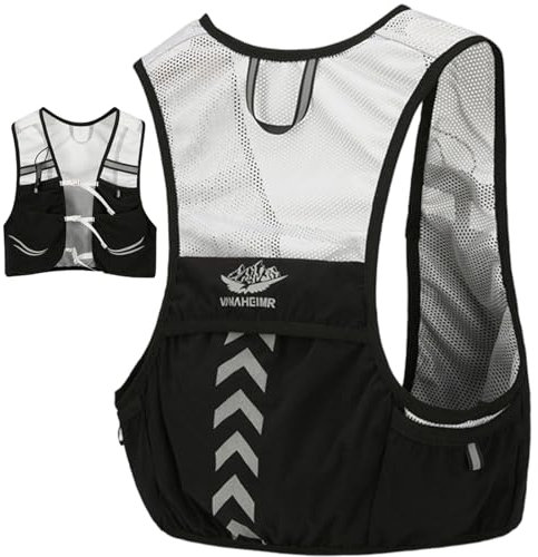 Trinkweste, Trinkrucksack - Wasserrucksack mit reflektierenden Streifen - Atmungsaktive Trinkrucksackweste, Handyhalter für Damen und Herren